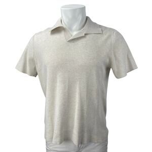 MANGO MNG Men's Cream White Short Sleeve Collar Knitted Polo Shirt Top Size M